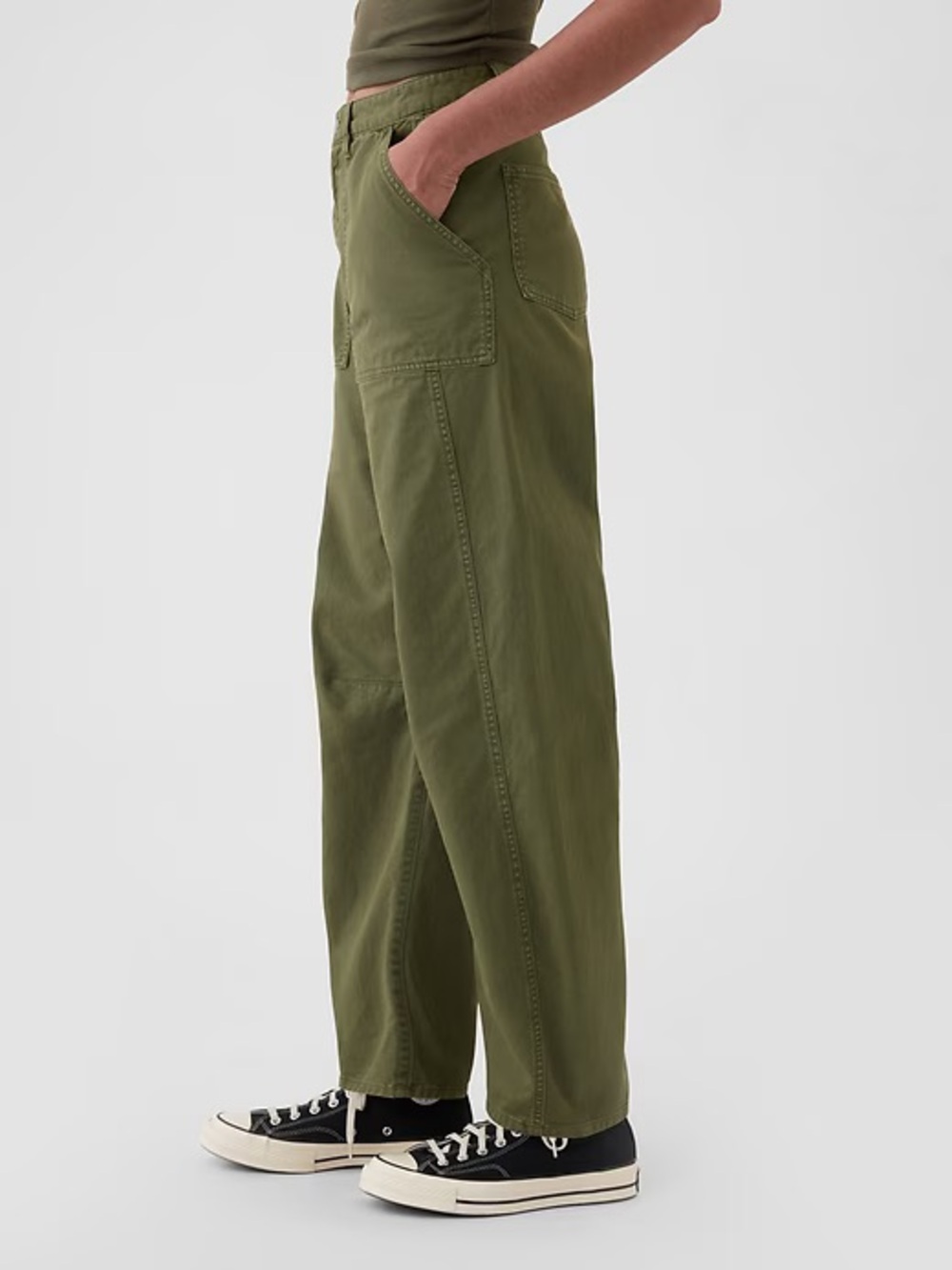 Gap Mid Rise Twill Barrel Pants - Picture 2 of 9
